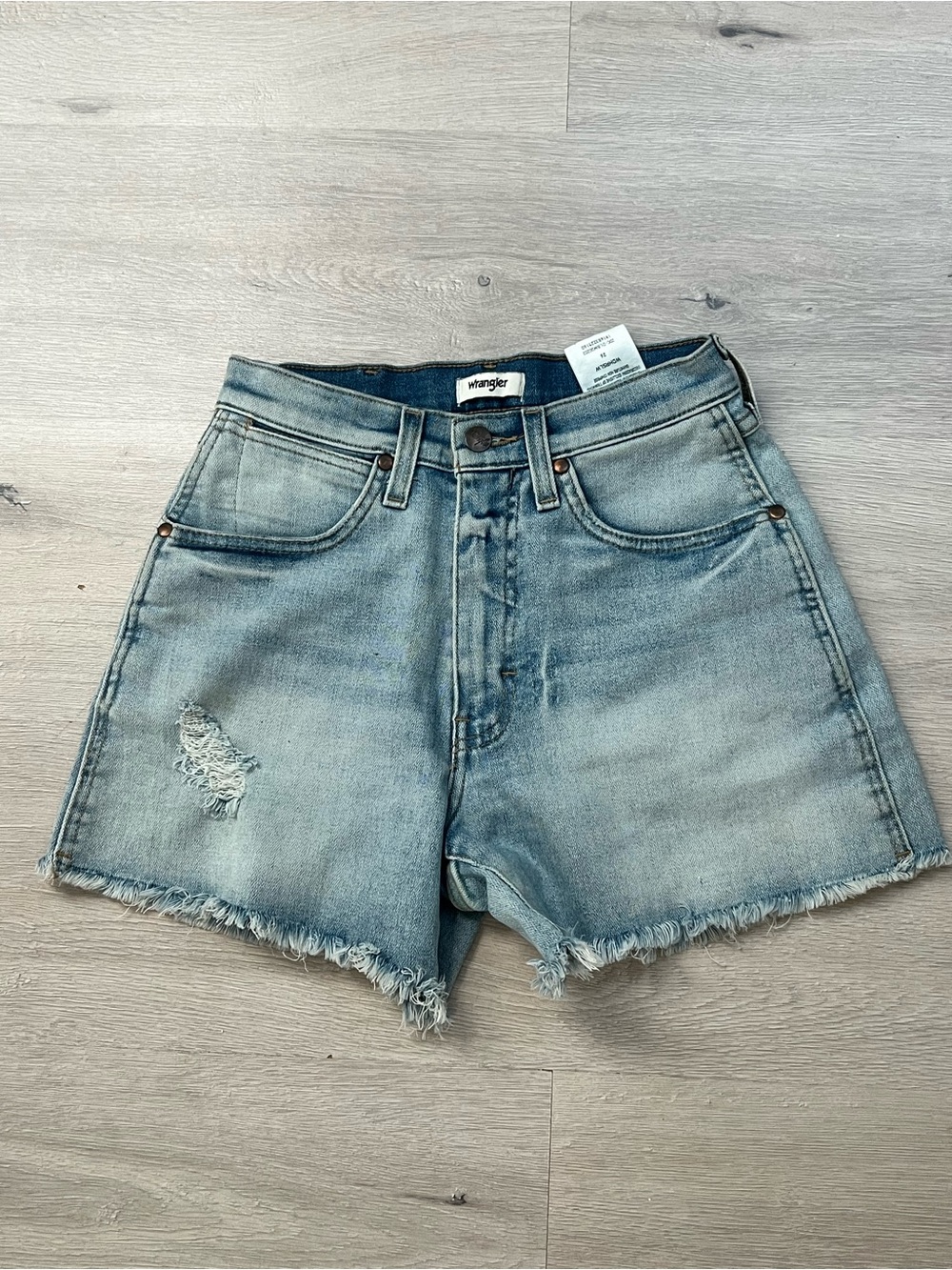 Wrangler Light Blue High-Rise Denim Shorts